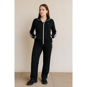 Lauren Ralph Lauren LRL Black Track Suit Set White Stripe Jacket Pants